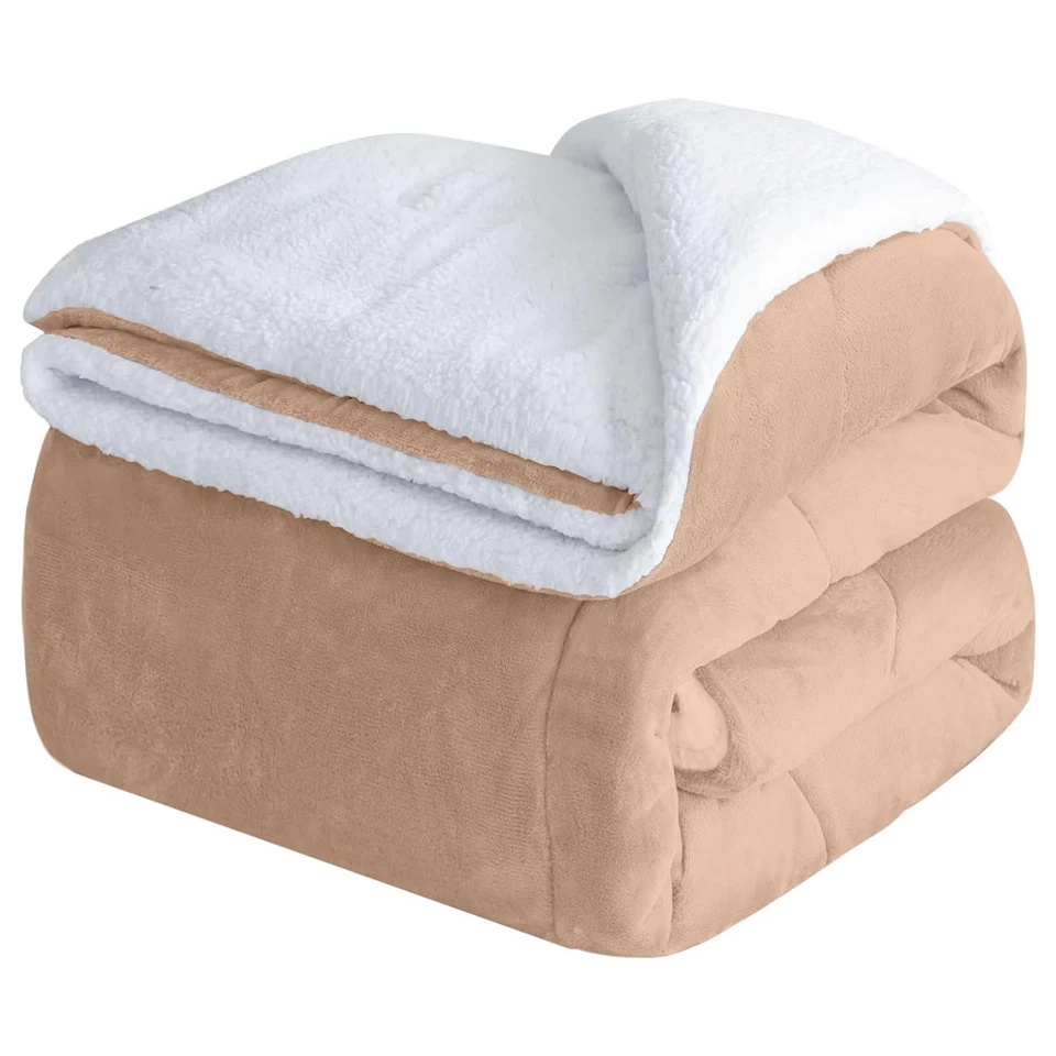 Plush Flannel Sherpa Fleece Blankets Warm Reversible Throw for Sofa Bed Couch - Image 4 of 4