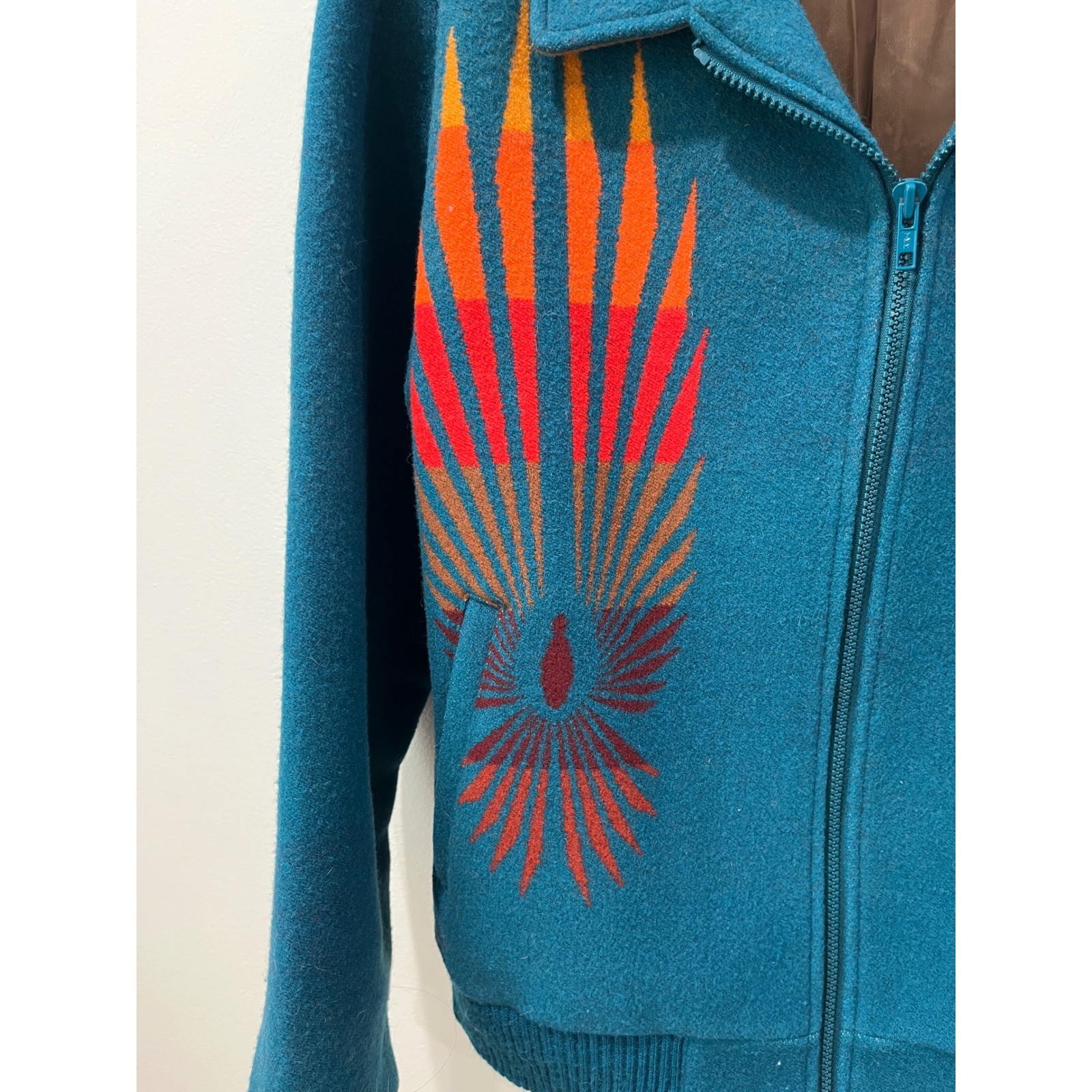 Pendleton Beaver State Jacket Teal Blue Orange Fe… - image 3