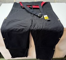 Carhartt R38 Men Black Quilt Lined Duck Zip to Waist Bib Overalls 40X28 Bibs NEW