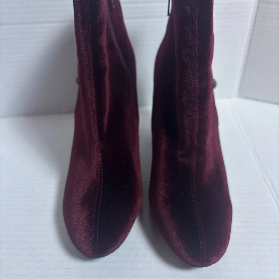Botines Nina Borgoña Merlot Terciopelo Bling Mujeres Talla 9 Vacaciones Noche Fiesta Foto 3 de 4