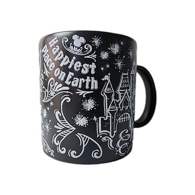 Disney Parks Black Chalkboard Mug Believe in Magic, Castle, Never Grow Up NWOT