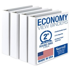 2 Inch 3 Ring Binders, Economy Round Ring, Clear View Cover, 425 Sheet Capaci...