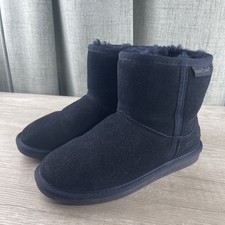 Blue Suede Minnetonka Moccasin Boots Booties Sheepskin Lined Sz 6 EUC Women s