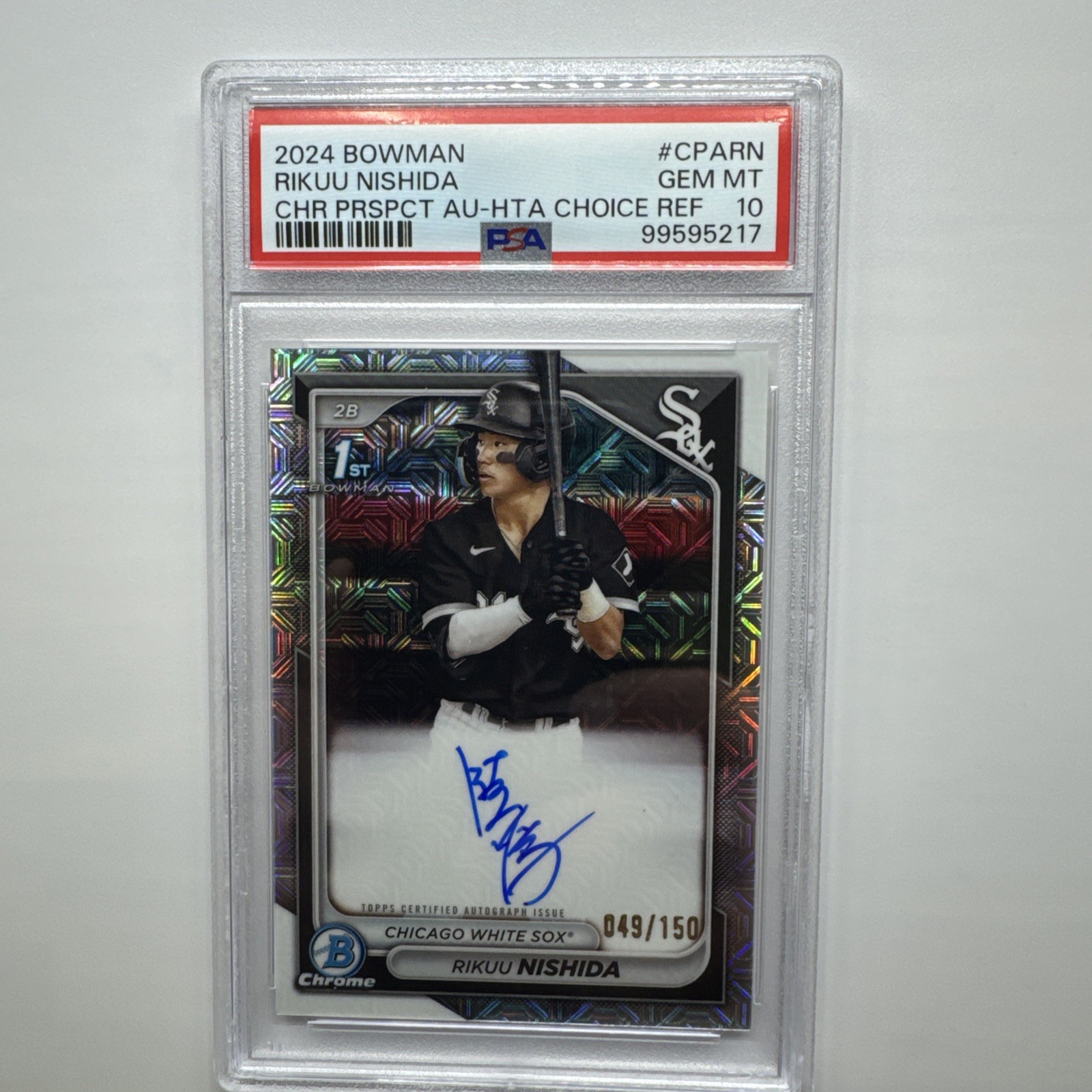 2024 Bowman Chrome HTA Refractor Rikuu Nishida Rookie Auto RC 1st /150 PSA 10
