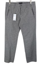 RICHMOND Men Trousers 48 Grey Pure Cotton Patter Zip Pocket Pleated Button-Fly