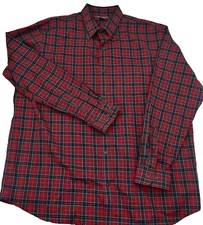 L.L. Bean Shirt Mens  Red Tartan Plaid Long Sleeve Button Down Traditional Fit