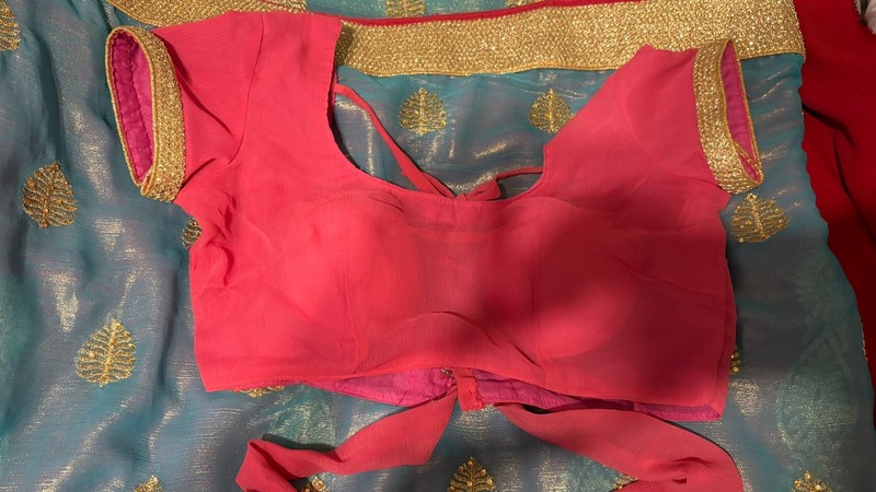 Bollywood Saree partywear Border motif Ready Blouse wedding bridal sari India
