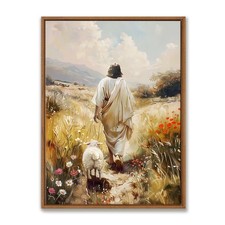 WENGTIAO Framed Jesus and Lamb Canvas Wall Art The Lost Lamb Christian Print ...