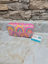 Pen + Gear Rainbow Pencil / Makeup Pouch Pink Nylon Canvas Plastic Zipper NWT