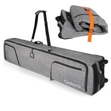 Ski Bag with Wheels,Padded Snowboard Bag for Air Travel,600D 175cm Grey