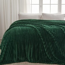 NEWCOSPLAY Super Soft Queen Blanket Dark Green Premium Silky Flannel Fleece 3...