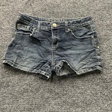 Justice Denim Shorts Girls 16R Dark Wash Low Rise Stretch Embroidered Pockets