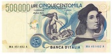 500000 LIRE BANCA D ITALIA RAFFAELLO LETTERA A 13/05/1997 FDS