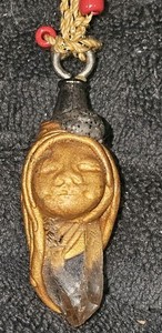 Handmade Wiccan Pagan Goddess Pendant with Crystal and Beads