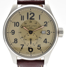 Hamilton Khaki Field Officer H706550 Automatic Beige Men's Watch Leather Date