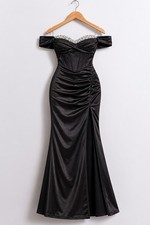 Windsor Rhinestone Trim Slit Formal Dress - Large