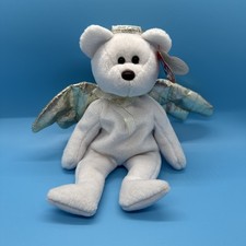 Ty Beanie Baby Halo II the Angel Bear DOB January 14, 2000 Gold Wings