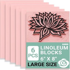 6 PCS Rubber Linoleum Blocks Printmaking Stamp Carving Kit 6x8 Inch