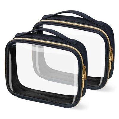 TSA Approved Travel Toiletry Bag,2 Pack Clear Makeup Bags with Handles,Quart ...