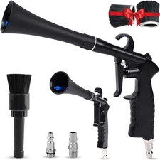 High Pressure Air Blow Gun, Car Detailing Kit for Dust and Dirt, 2 Brush Heads