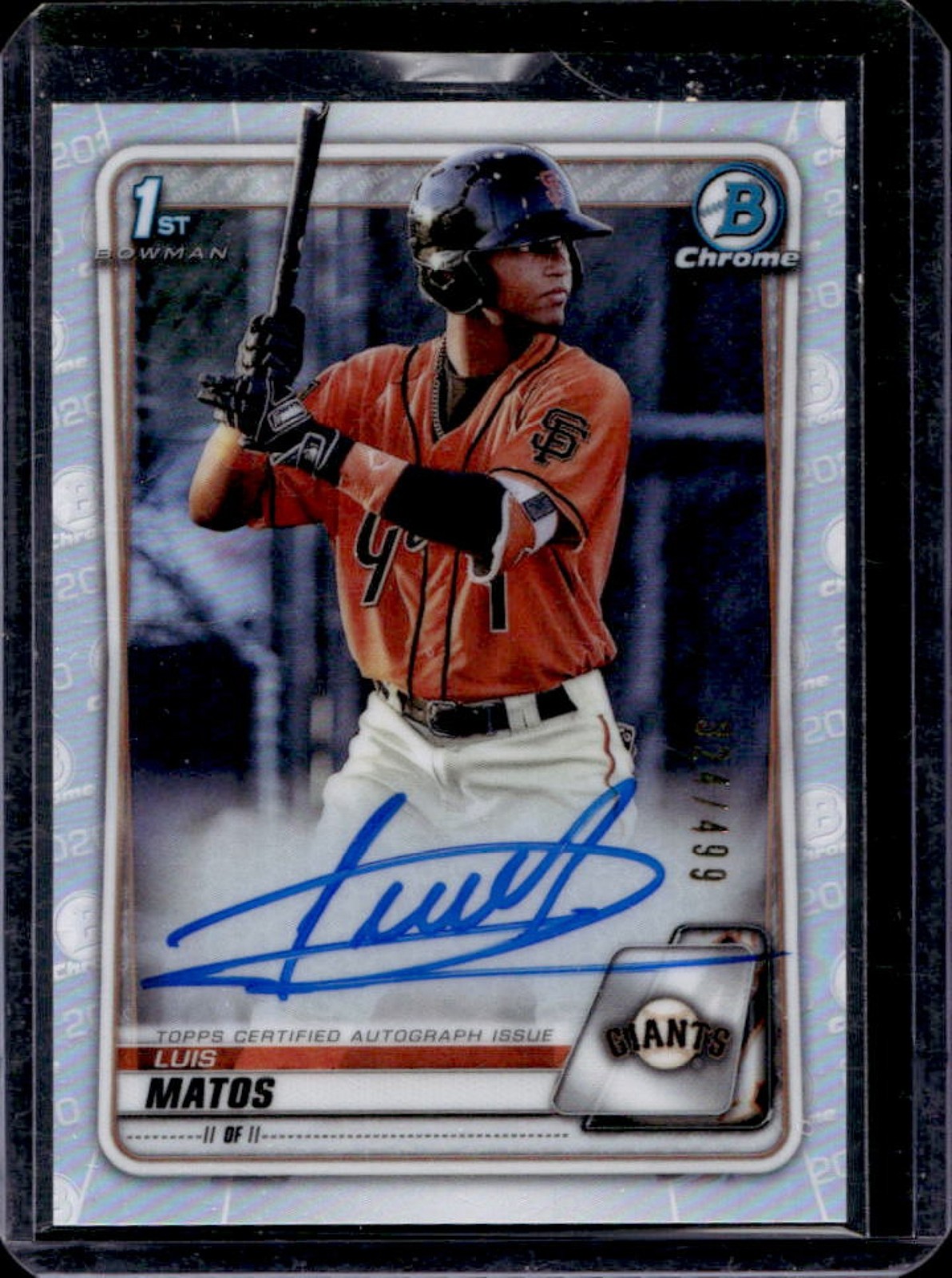 2020 Bowman Chrome Luis Matos Auto Refractor 1st #324/499 Giants