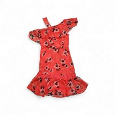 ***RARE*** Y2K EXPRESS WOMENS FLORAL NEON ORANGE ONE SHOULDER FASHION DRESS SZ 2
