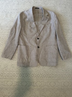 Banana Republic Tailored Fit Glenn Plaid Micro Hounds Tooth 44R Regular Brown