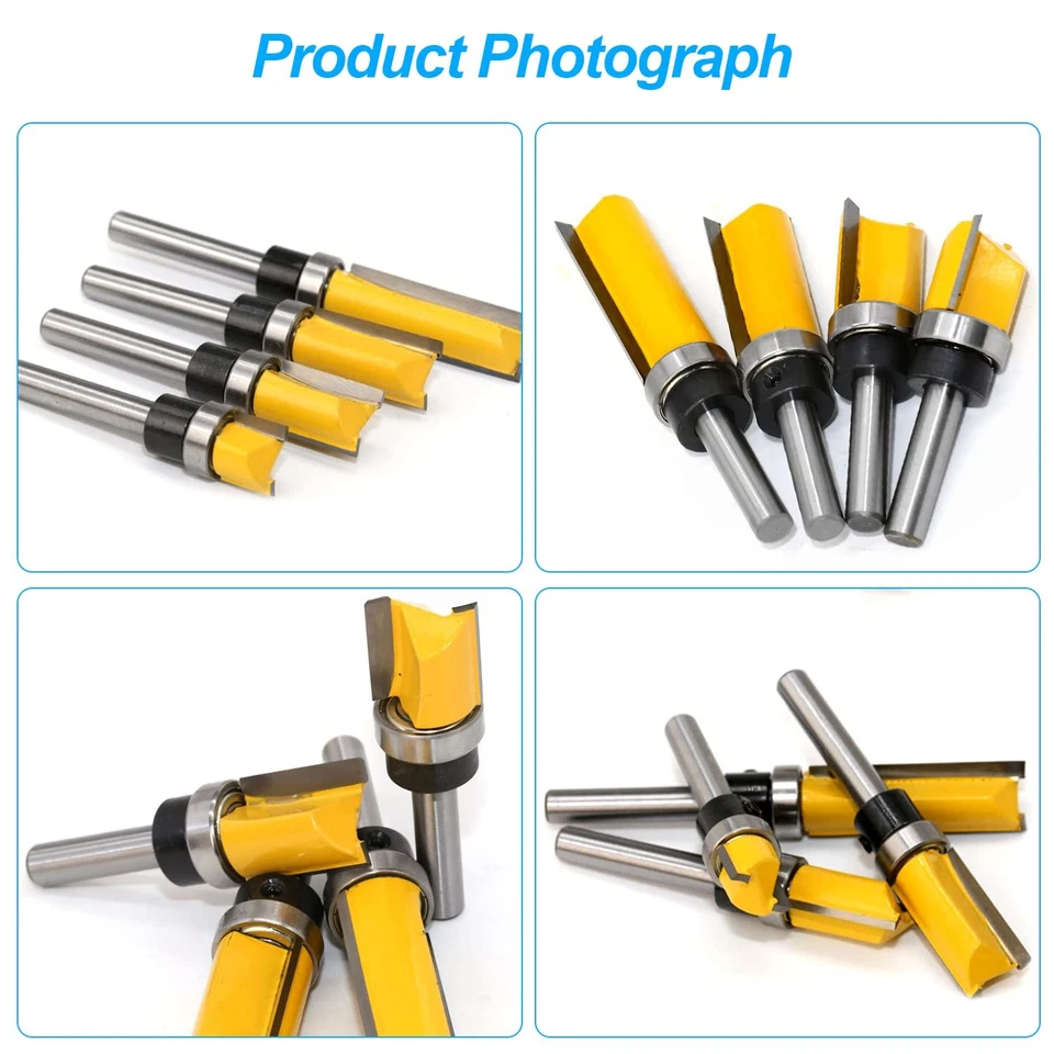 Set di 4 Frese per Legno Gambo 8mm Punte per Legno Metallo Fresatura con - Immagine 3 di 4