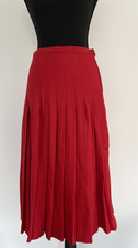 Vintage Valentino Red Pleated Midi Skirt High Rise Waist
