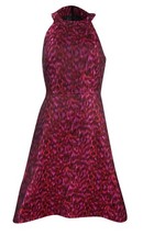 Calvin Klein Women's Jacquard Halter A-Line Dress (2, Red/Black) 700289287542