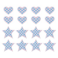 32 StüCk Herz Stern Karo AufnäHer Gestickte Applikationen Hellblau/Rosa