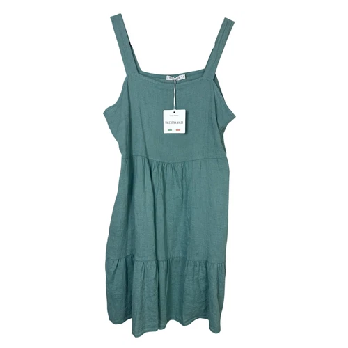 VALENTINO Prendisole donna Valentina Naldi nuovo con etichetta misto lino Made in Italy verde mare taglia M