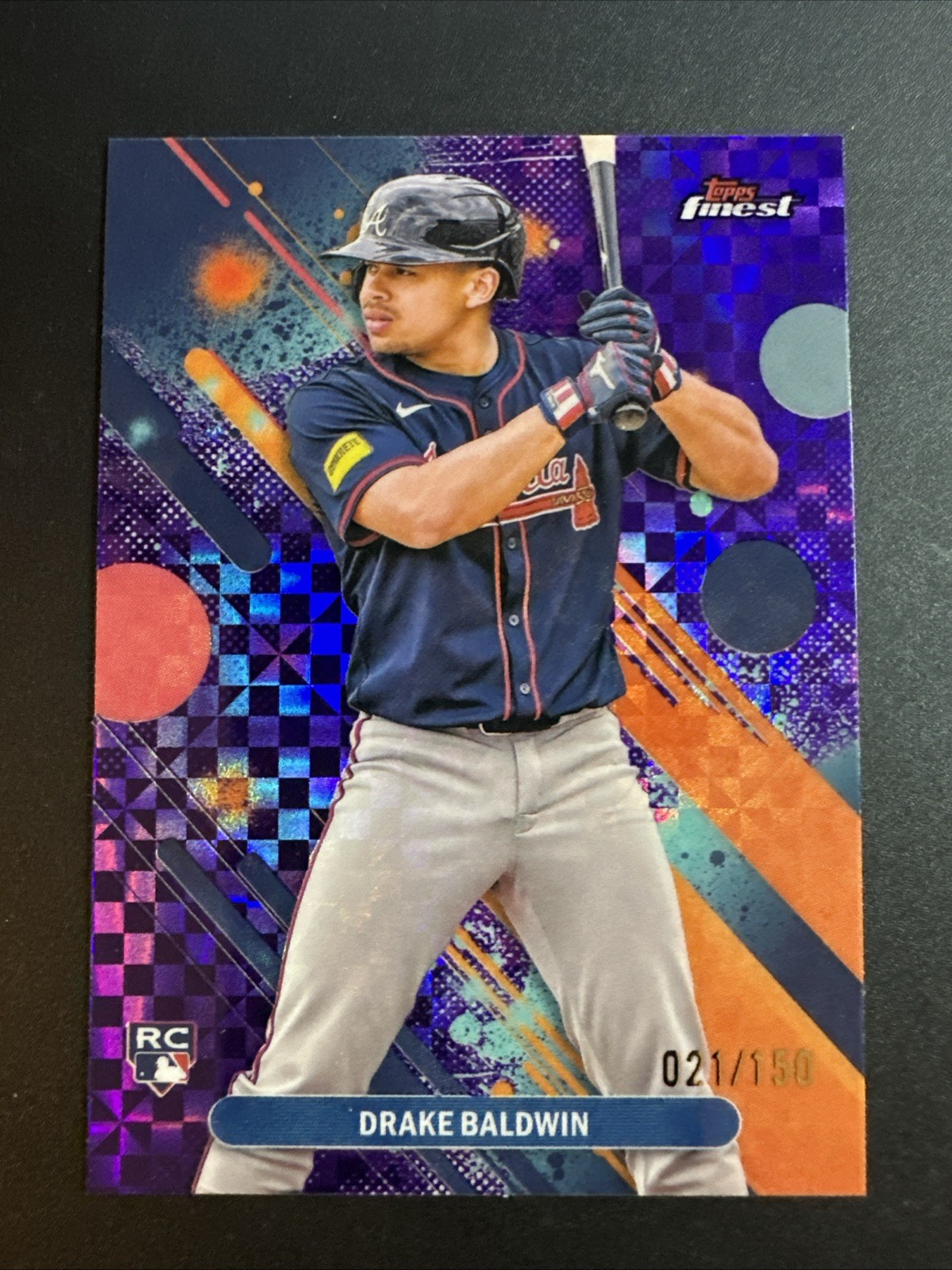 2025 Topps Finest Baseball Drake Baldwin Common Purple Checkerboard RC /150 #21