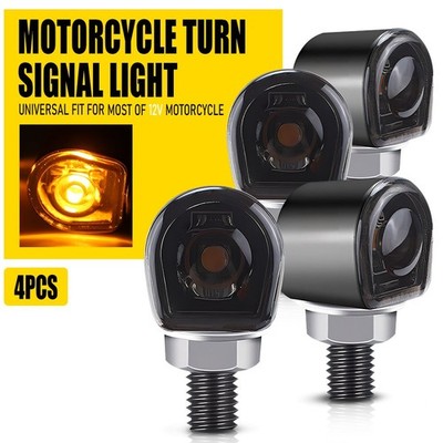 4X Amber LED Motorcycle Turn Signals Round Light Indicator Light Lamps EOA