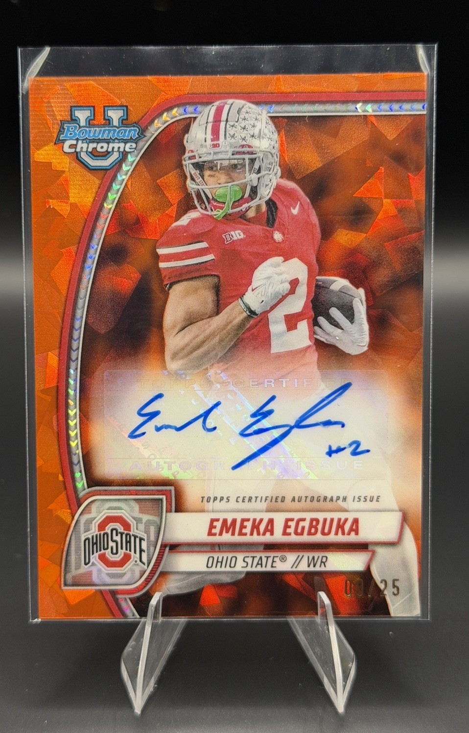 2024 Bowman University Chrome Sapphire Emeka Egbuka Orange Refractor Auto 8/25