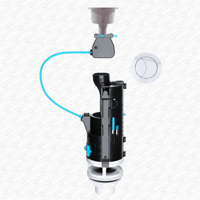 DUAL Spül WC Syphon Ventil Universal & Weiß Glanz Drucktaste