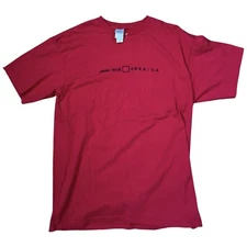 Vintage 90s Perry Ellis America Brand Size Large Mens Embroidered Red T-shirt
