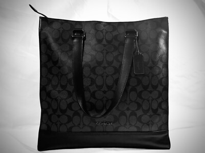 COACH Graham Structured Tote Bag In Black/Gray Signature Canvas