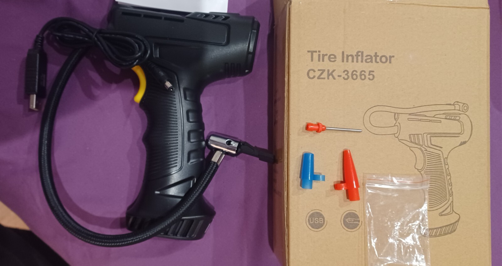 Cordless Portable Tire Inflator with USB Charger-image