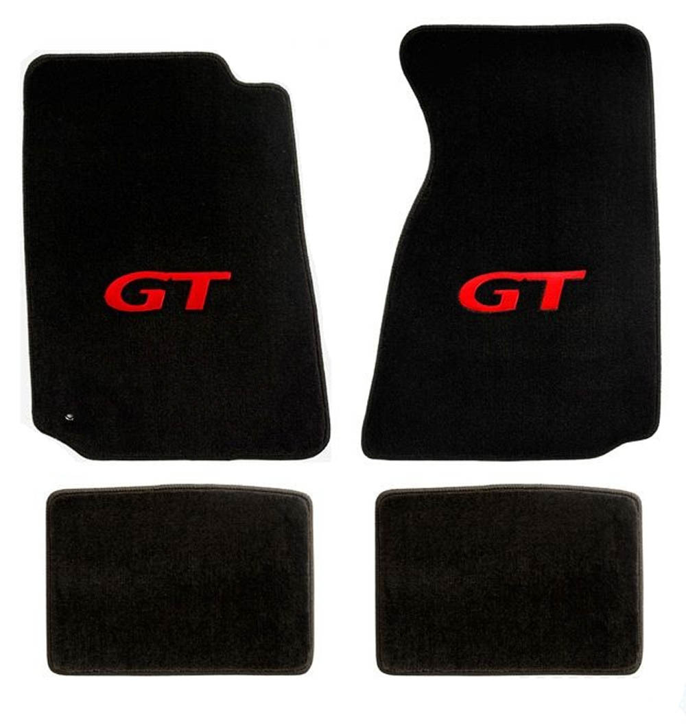 NEW! 1994 2004 Mustang Black Carpet Floor mats with GT Logo RED Set 4