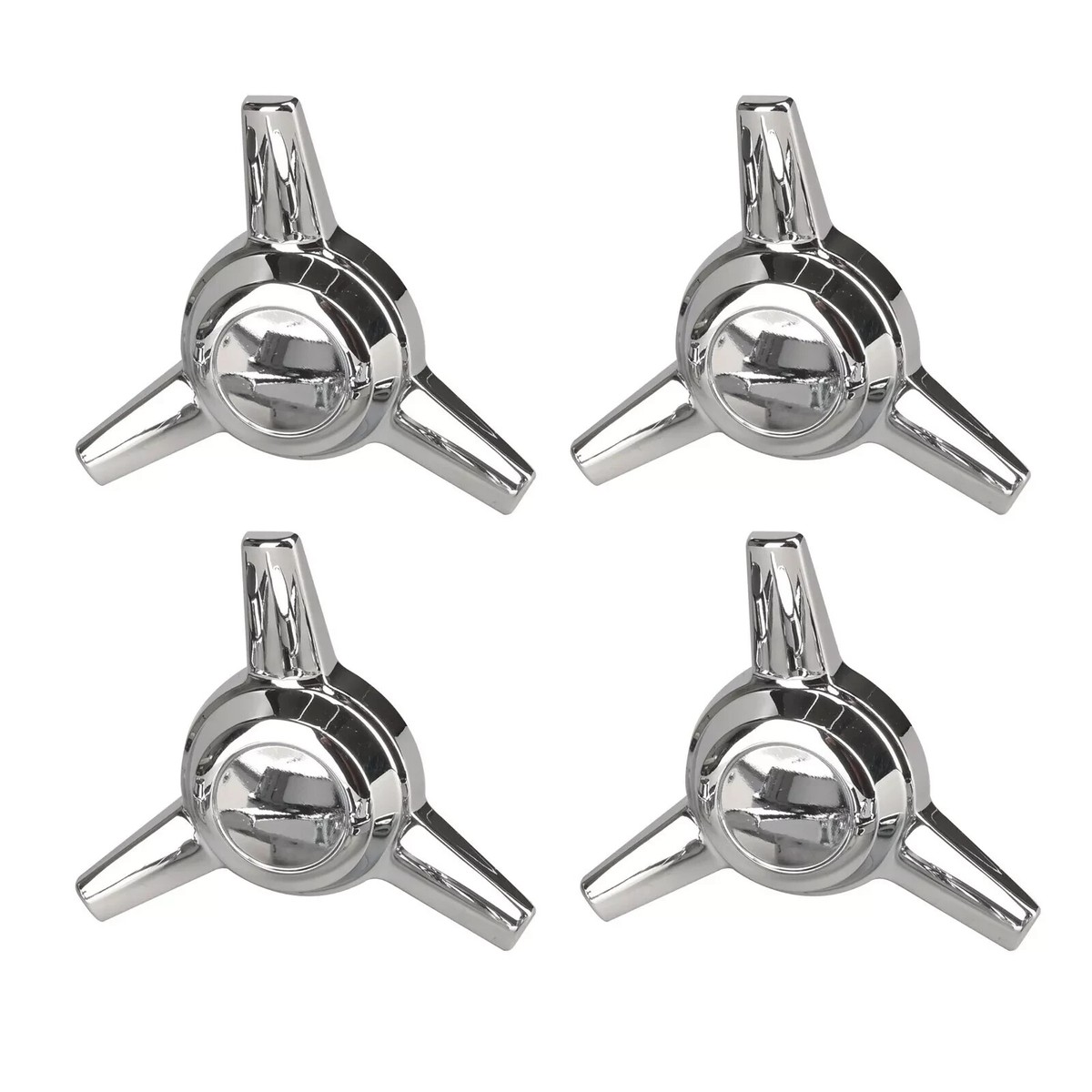 1968-1979 VW Beetle Chrome Wheel Center Knock-Offs / 3 Spoke
