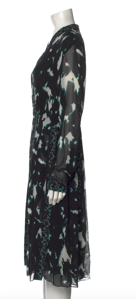 Vestido de manga larga plisado de seda estampado Proenza Schouler Foto 3 de 4