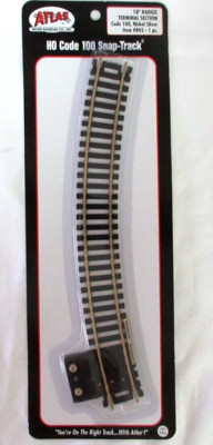 Atlas #845 18'' Radius Curve Power Terminal Track - HO Scale - Code 100