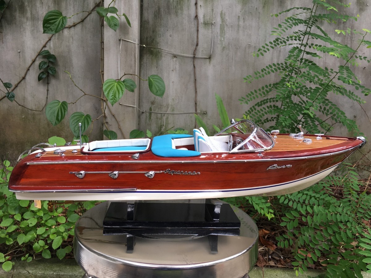Ship Model Vintage 1:16 Blue Riva Aquarama Race Boat 53cm Wooden