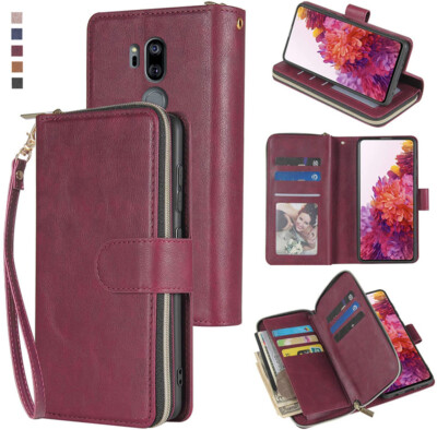 LG G7 G7 plus ThinQ Wallet Case 9 Card Zipper Slots Kickstand Flip Leather Case