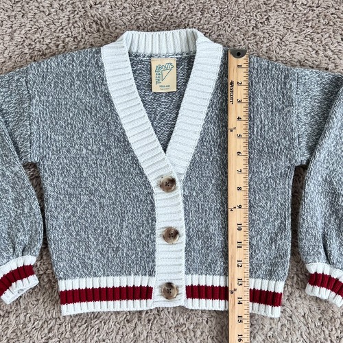 THEREABOUTS Heathered Gray Long Balloon-Sleve V-Neck Knit Cardigan Sweater 6-6X - Picture 3 of 13