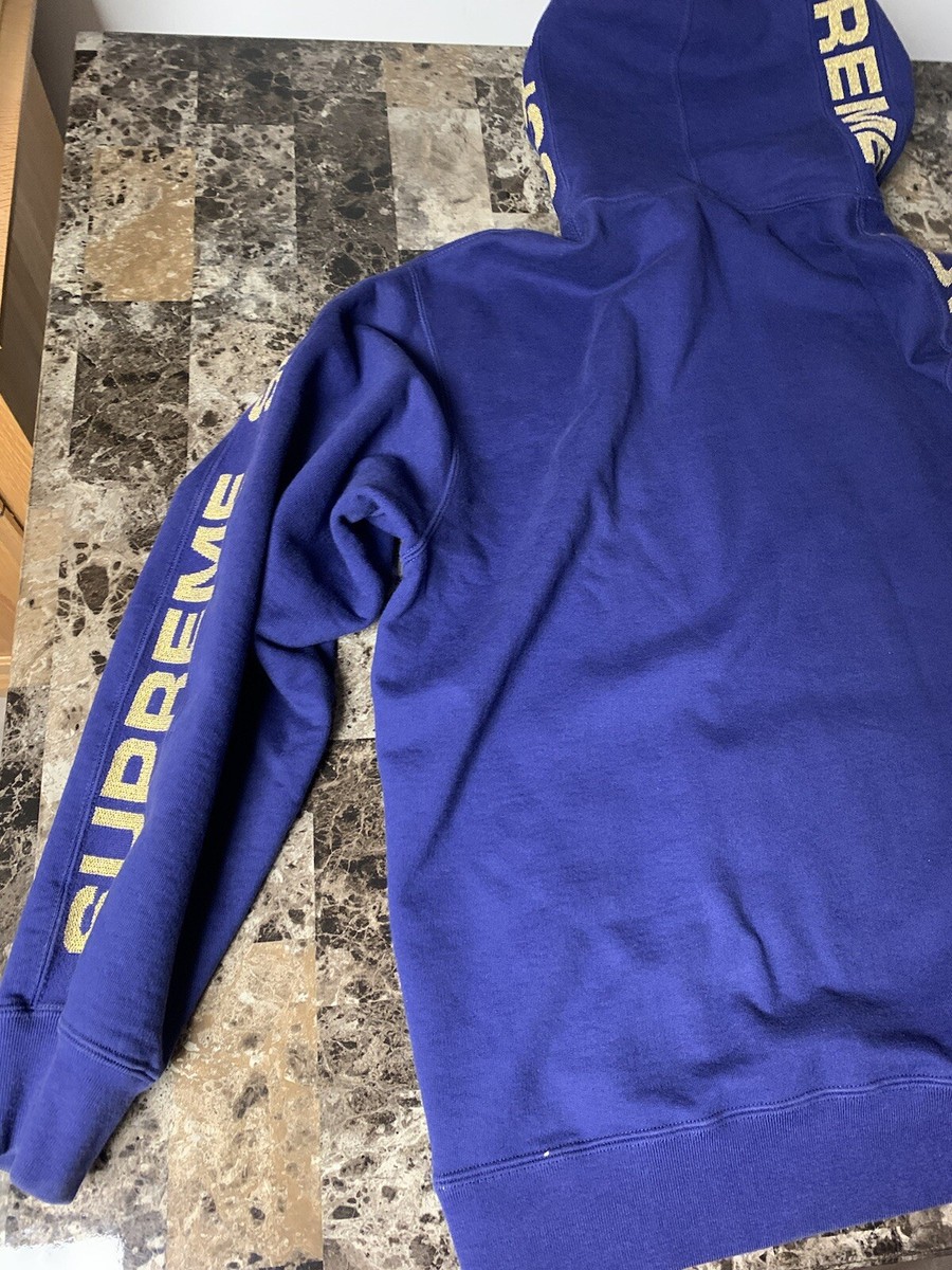 Supreme Hoodie Metallic Rib Dark Royal Size Large Authentic