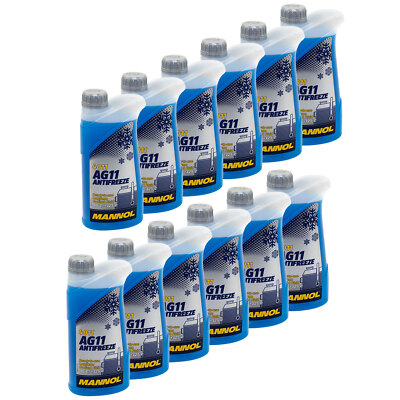 Kühlerfrostschutz MANNOL G11 AG11 Antifreeze 12x 1Liter Fertiggemisch -40°C blau