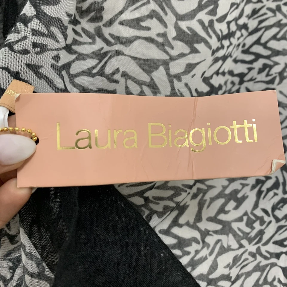 WTG LAURA BIAGIOTTI CAMOUFLAGE BLACK RECTANGLE POLYESTER scarf  64/19 in #A44 - Image 4 of 4