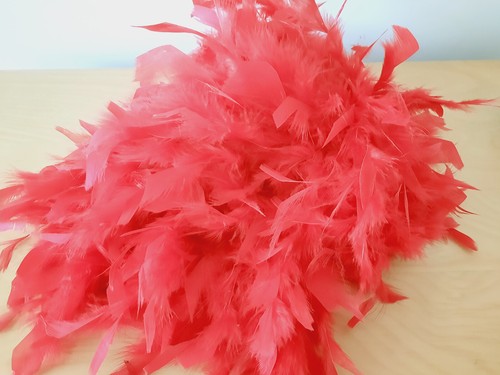 Red Feather Boa Vintage 2m & Black Feather - Picture 6 of 15